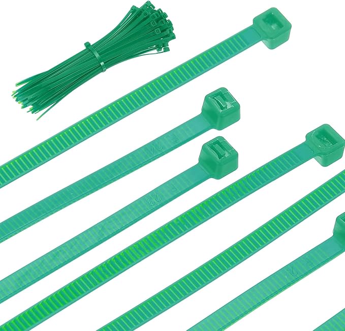 PATIKIL Cable Zip Ties 8 Inch, 100 Pcs Self-Locking Nylon Wire Tie Wraps Heavy Duty Cord Management with 50 lbs Tensile Strength for Indoor and Outdoor, Green (0.2"W)