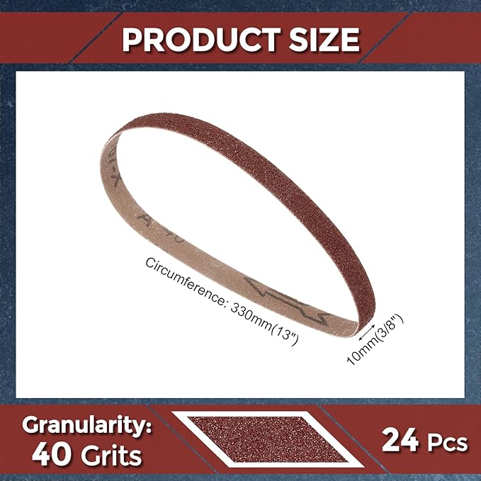 10 Pcs Sanding Belts 3/8 x 13 Inch 40 Grit Aluminum Oxide Abrasive Sandpaper for Belt Sander Metal Grinding Wood Working Weld Rust Removal