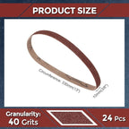 24 Pcs Sanding Belts 3/8 x 13 Inch 40 Grit Aluminum Oxide Abrasive Sandpaper for Belt Sander Metal Grinding Wood Working Weld Rust Removal