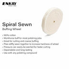 ENKAY - 6" Spiral Sewn, Loose Cotton and Treated Buffing Wheels (3 Pack) for Polishing Metal and More, for Use with Polishing Compounds, Buffing Machines & Bench Grinders