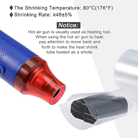 MECCANIXITY Battery Wrap PVC Heat Shrink Tubing 32mm Dia 50mm Flat 10 Feet(3meters) Clear Good Insulation for Battery Pack