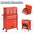Rolling Tool Box with Wheels, 8-Drawer High Capacity Tool Chest with Wheels, Removable Storage Toolbox with Lock for Garage, Workshop