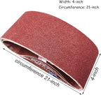 4 x 21 Inch Aluminum Oxide Sanding Belts, 2 Each of 40/80/120/150/240/400 Assorted Grits Abrasive Belts for Belt Sander, 12-Pack