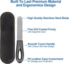 Metal Nail File, Stainless Steel Fingernail Files Double Sided Grit Nail Filer with Leather Cases and Non Slip Handle (2 Pack 3.6IN Gunmetal Files with PU Cases)