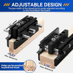 Self Centering Doweling Jig Kit,Adjustable Width Dowel Jig for Straight Holes,Adjustable Drilling Guide Wood Working Tools with 6 Drill Guide Bushings, Wood Doweling Jig for Woodworking（Black)