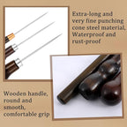 BOHUIZ 3 Pack Scratch Awl Tool with Wooden Handle, Gourd Shape Pin Punching for Leather Awl Punch Tool for Hole Craft Shoes Repair Sewing Leather Punch Stitching Crochet DIY Handmade