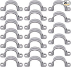 3/4 Inch PVC Pipe Strap, 2-Holes Conduit Pipe Clamps Plastic Pipe Supports (Grey, 20 Pcs)