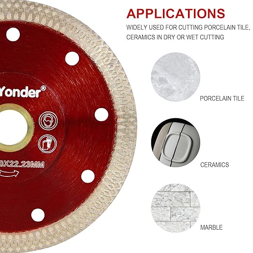 GoYonder 4.5" Super Thin Tile Saw Blade, Diamond Blade for Angle Grinder, Dry Wet Tile Blade for Ceramic Tile, Concrete, Granite Cutting