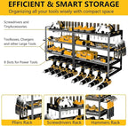 Power Tool Organizer Wall Mount：Heavy Duty Drill Holder Rack with 8 Slots, 4-Tier Metal Tool Shelf for Garage Storage, Workshop, DIY(32inch)