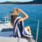 Dock & Bay Beach Towel - Quick Dry, Sand Free - Compact, Lightweight - 100% Recycled - Includes Bag - Cabana - Navy - Large (160x90cm, 63x35)