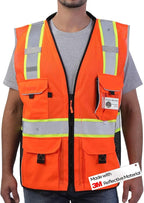 Neopelta Reflective Safety Vest Orange Mesh, Made with 3M Reflective Tape, Heavy Duty Vest with ID pocket, Padded Neck, Orange XL