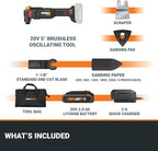 Worx Nitro 20V Cordless Oscillating Multi Tool with 5° Oscillation Angle, VibraFree Technology, Slim-body Design, 2.0 Ah Battery and Charger Included, 23 Pieces Accessories with Carrying Bag, WX698L