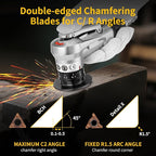 2 in 1 Pneumatic Chamfering Tool- Mini Air Chamfer Tool with Multi-Angle Chamfering Kit,45 Arc Corner Deburring Beveling Chamfer Machine for Metal, Acrylic,Woodworking (Silver)