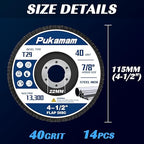 14 Pack of Flap Discs 4 1/2 for Angle Grinder Grit 40 Type 29 Zirconia Grinding Wheel for Wood Metal Sanding