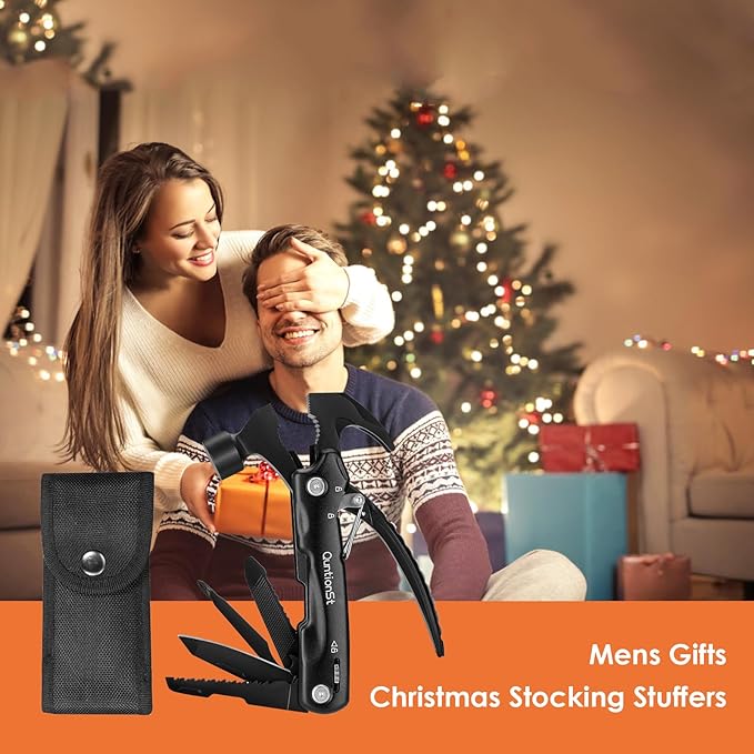 Gifts for Men,12-in-1 Hammer Multitool, Stocking Stuffers for Men,Christmas Stocking Stuffers for Adults Dad Husband Boyfriend, Camping Essentials Mens Gift for Him, Birthday Gift Idea,Mini Multi Tool