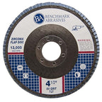 Benchmark Abrasives 4.5" Premium Zirconia Type 27 Flat Flap Discs Grinding Wheels for Sanding Stock Rust Removal Finishing Grinding Deburring Stainless Steel, 7/8" Arbor (100 Pack) - 80 Grit
