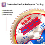 10-Pack 7-1/4" 60-Tooth 5/8" Arbor Woodworking Circular Saw Blade,Ultra Finish/General Purpose,Special Anti-Thermal Adhesion Coating on Cutting Edge-TA,High Finish, Long Life, 7-1/4" 60T 5/8"