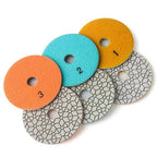 Super Flexible Wet Polishing Pads 4 Inch Diamond Polishing Pads Three 3 Step Polishing Pads for Granite Marble Engineered Stone and Other Natural Stone