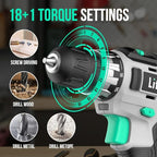 Litheli Cordless Drill Set, 20V Max Power Drill Cordless Set, 3/8” Keyless Chuck, 18+1 Torque Settings, Variable Speed, w/ 2.0 Ah Battery and 1 Hour Fast Charger Included