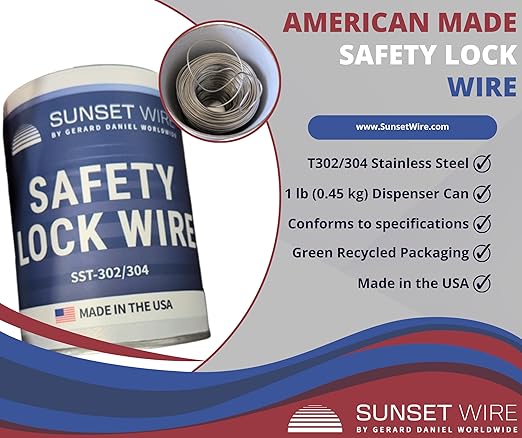 Safety Lock Wire - T302/304 Stainless Steel Safety Wire for Aviation, Automotive, Industrial Use - 1lb Dispenser Can - Made in USA (0.028 in)