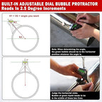 Pipe Center Finder, Pipefitter Tools w/Centering Head, Pipe Fitting Tools Center Finder Tool to Measure Pipe Diameter Over 0.5" and Up, 4" Y-Type Base Fitted with Adjustable Dial Bubble Protractor.