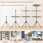 Giantex Tripod Clothes Drying Rack, 3-Tier Freestanding Folding Laundry Drying Rack w/24 Clips & 32 Rods, 70" Space Saving Towel Drying Stand w/360° Rotatable Arms for Laundry Room, Balcony, Black