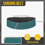 4 x 48 Inch Sanding Belt, 3 Pcs 80 Grit Zirconia Knife Sharpener Belts Work Sharpening for Belt Sander Knife Carving Tool Metal Working