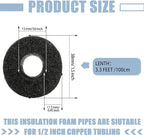 Amylove 12 Pcs 3.3 Feet Foam Pipe Insulation Foam Tube Insulating Water Pipe Pool Swim Noodles Heat Preservation Pipe Covers for Tubing Outdoor Freeze Protection (Black,1/2 Inch)