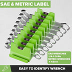 80PCS Modular Wrench Organizer Wrench Holder - Wrench Tool Organizers for Tool Drawer Storage, Wrench Storage Set with Metric & SAE Label, Wrench Rack Tool Gift for Professional Mechanics Men, Green