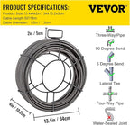 VEVOR Drain Cleaning Cable 50ft x 1/2 inch Solid Core Cable Sewer Cable, Drain Auger Cable Cleaner, Snake Clog Pipe Drain Cleaning Cable W/Four Shapes of Cutters