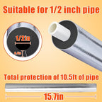 10.5ft Pipe Insulation Foam Tube for 1/2in Pipes - Pre Slit Duct Wrap with Aluminum Foil, for Outdoor Winter Cold Hot Water Pipe Winterizing Heat Preservation, Reduce Heat Loss Antifreeze 15.7"*8pcs