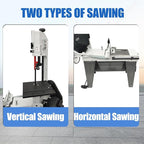 TECHTONGDA 1/2HP Metal Band Saw 420W Horizontal/Vertical Bandsaw, 110V Portable Cutting Machine, 3-Speed Blade, Vise Tilting 0-45º for Metal Wood Plastic