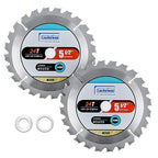 Luckyway 2-Pack 5-1/2 Inch 24T with 5/8 Inch Arbor TCT Circular Saw Blade General Purpose and Trimming Saw Blade, Cordless Trim Saw Blade for Cutting Wood(1/2-Inch and 10-mm Reducer Bushings Include)