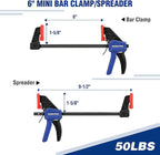WORKPRO 10-Pack Bar Clamps for Woodworking, 6-Inch (2) Mini & (2) Light Duty and 12-Inch (2) Wood Clamps & 1-Inch (4) Spring Clamps, F Clamp with 50/150 LBS Load Limited