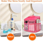 CUBETASTIC Shower Caddy Portable Mesh Shower Tote for Bathroom, Gym, Travel, Camping - Quick Dry Hanging Organizer Toiletry Bag with Handle for College Dorm Room, Men & Women (A# Hot Pink, 9.8")