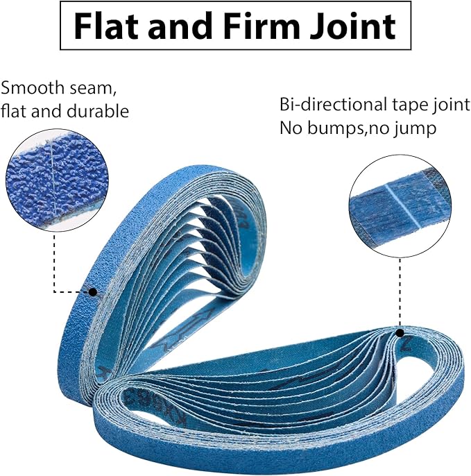 30 Pcs 1/2x18 Zirconia Sanding Belts, 1/2 x 18 Inch Zirconia Sanding Belts 60 Grit for Belt Sander, 1/2 x 18 Sanding Belts for Metal (1/2x18in, 60 Grit)