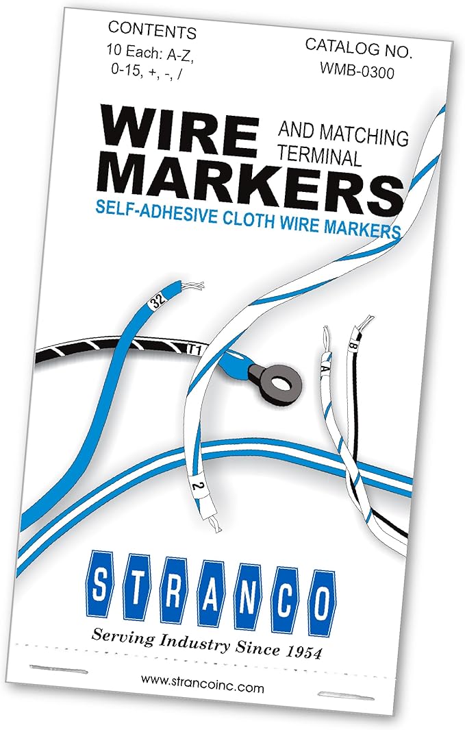 Premium Wire Marker Book for Cable Management, Vinyl-Coated, High-Tack Adhesive, Electric Panel Wire Label Stickers - Legends A-Z, 0-15, 10 Pages with 45 Lables Each, 1 Book (Pack of 25)
