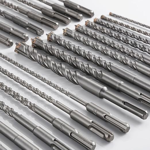Concrete Drill Bit 3pcs 7/32" X 10"-8" Cross-Type Double Thread Carbide Material Suitable for Concrete, Brick, Cement Walls, Stone