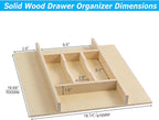 WelFurGeer Premium Wooden Silverware Organizer for Kitchen Drawers, Utensil Tray for Kitchen Drawer, Cutlery Drawer Organizer for Forks, Spoons, Knives - Sturdy Birchwood, Natural Finish