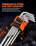 27pcs Allen Wrench Set - Long Arm SAE & Metric Torx Star Ball End Hex Key Set