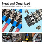 MILAPEAK Terminal Block - 2 Pack 4 Positions 200v-450v 20-30A Dual Row Screw Terminals Strip + 16 PCS Copper Wire Fork Connectors