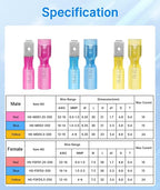 Kuject 600PCS Heat Shrink Wire Connectors, 22-10 AWG Electrical Insulated Male Female Wire Spade Terminals, Quick Disconnect Waterproof Crimp Butt Terminals for Automotive Marine Boat Truck