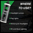 3D GLW Series Headlight Restore – 2-Step Kit Removes Oxidation, Scratches & Yellowing | UV Protection for Clear Headlights & Safer Driving | Made in USA - 8 oz