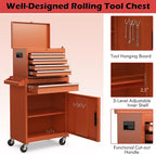 Goplus Tool Chest, 5 Drawers Rolling Tool Cabinet with Detachable Top Toolbox, Universal Lockable Wheels, Lock Bar, Protective Liner & Tool Rack, Metal Tool Storage Cart, Tool Box for Garage Workshop