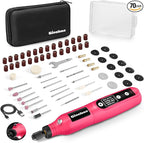 Cordless Rotary Tool, 5 Variable Speed Mini Rotary Tool Kit with 70 Accessories, 3.7V Type-C Charging Power Rotary Tool for Engraving, Sanding, Polishing, Carving, Cutting, DIY Crafts