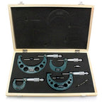 Premium Outside Micrometer Set 0-100mm/0.01mm Precision Machinist Tool w/Carbide Tips