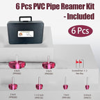 6 Pcs PVC Pipe Reamer Kit, PVC Fitting Saver Plastic Pipe Fitting Reamer Socket Saver Plumbing Tool Includes 3/4'', 1'', 1 1/2'', 2'', 3'', 4'' for Schedule 40 Fits Standard 1/2" Drill
