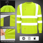 High Visibility Class 3 T Shits, Hi vis Safety Shirts with Reflective Strips and Pocket, Long Sleeve Quick Dry Mesh Construction Work Shirt for Men/Women Lime.6XL