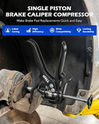 Orion Motor Tech Speedy Brake Caliper Compressor, Heavy Duty Single Dual Brake Piston Compressor Tool for Brake Pad Replacement, Disc Brake Caliper Tool Compatible with Most Cars & Trucks, Black