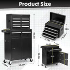 5 Drawers Rolling Tool Chest - Tool Box Organizer with Wheels and Drawers, Detachable Storage Cabinet with Lock for Garage Workshop, Black